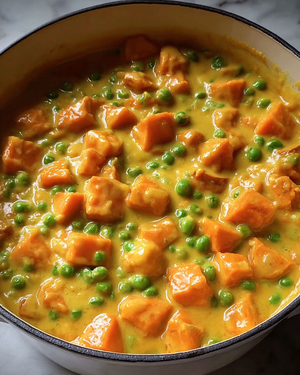A bowl of food with peas and carrots.