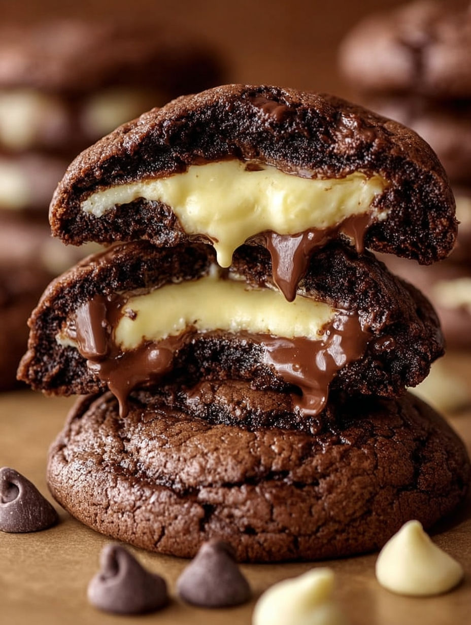 Chocolate cake with white frosting.