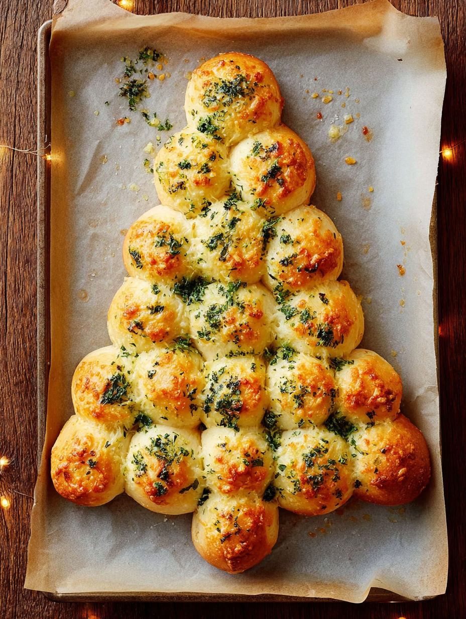 A pizza with a tree on it.