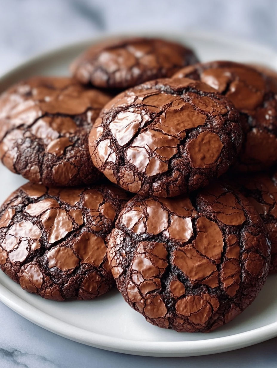 A plate of chocolate cookies.
