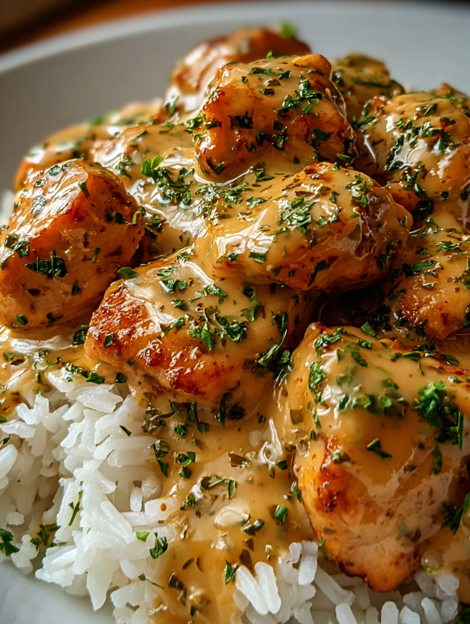A plate of food with rice and chicken.