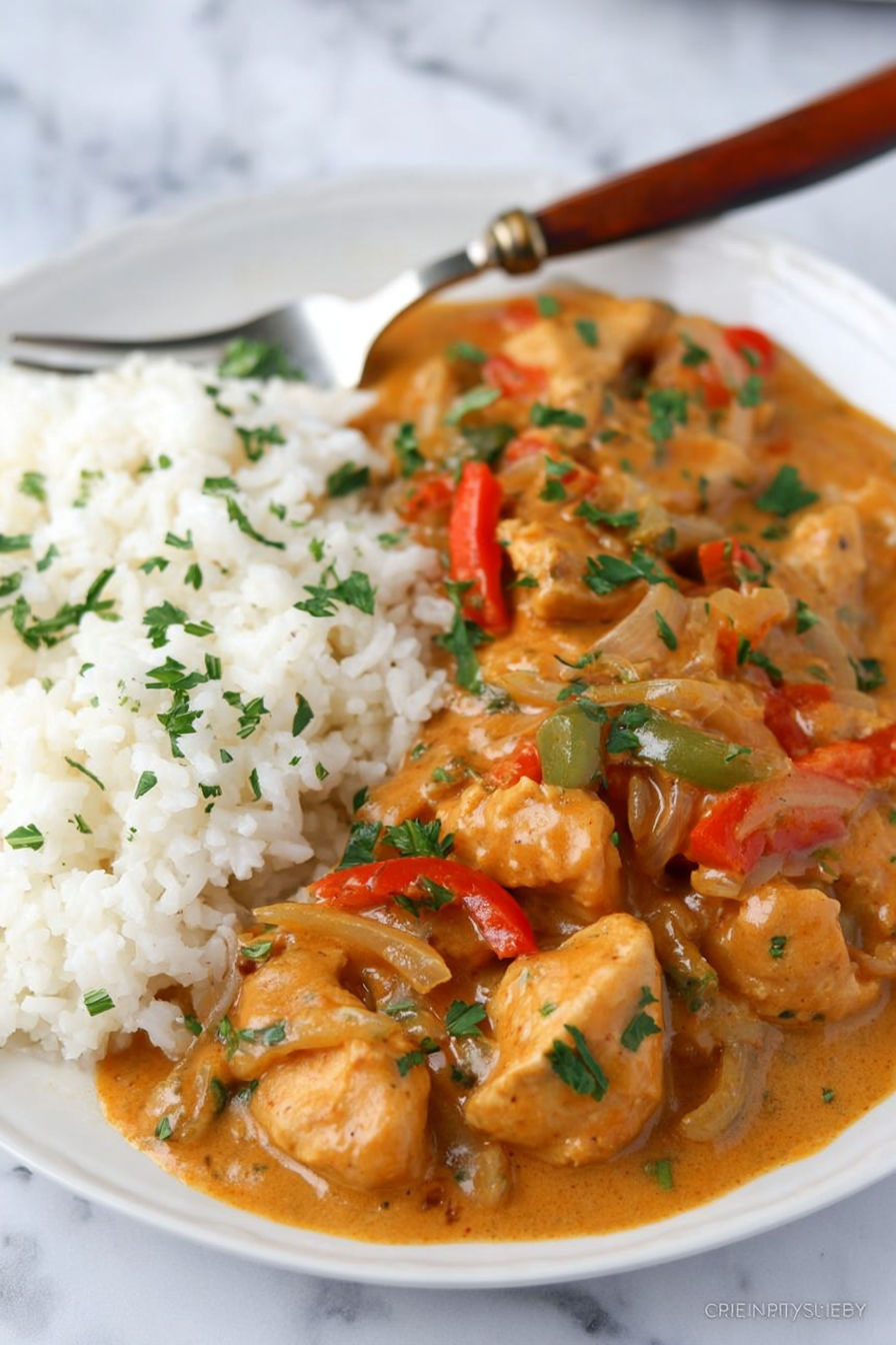 A plate of food with rice and meat.