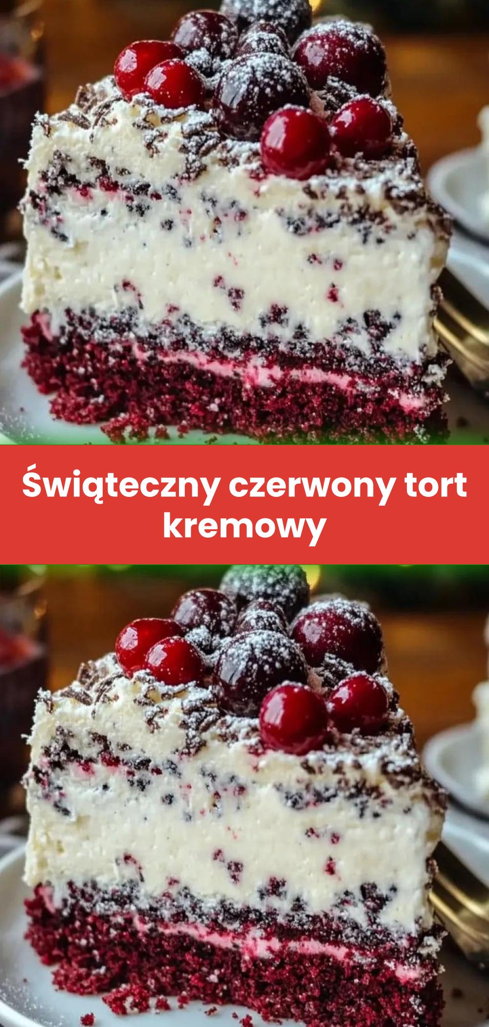 Template of Świąteczny czerwony tort kremowy