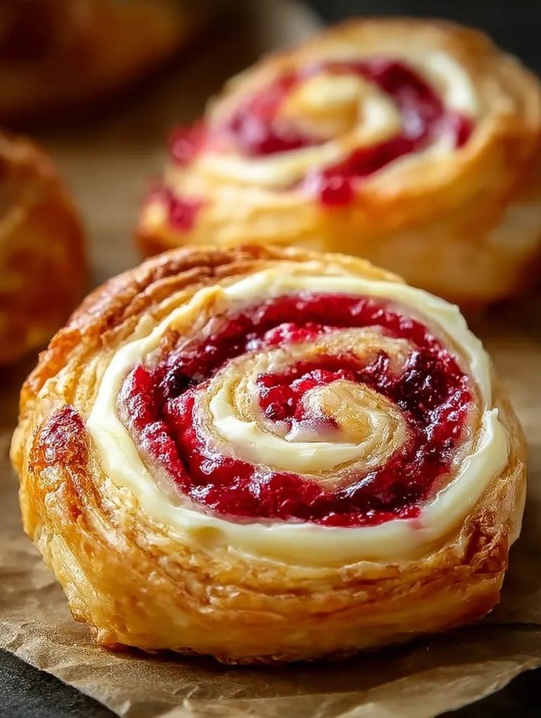 A pastry with a red filling.