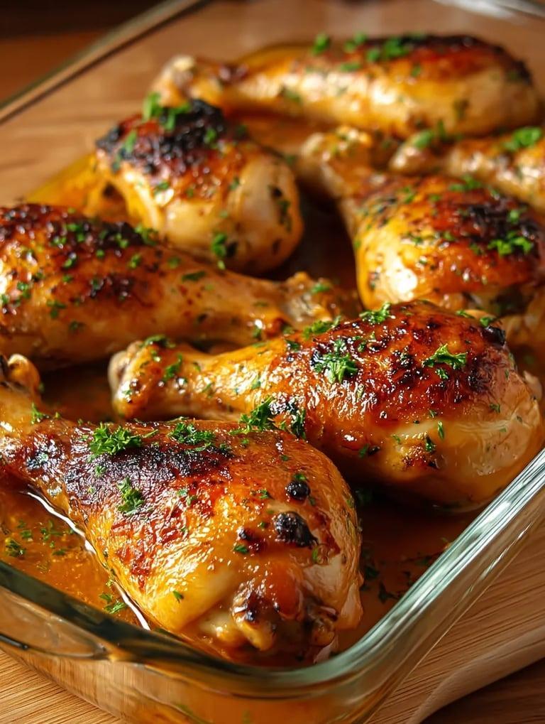 A pan of chicken with a sauce on it.