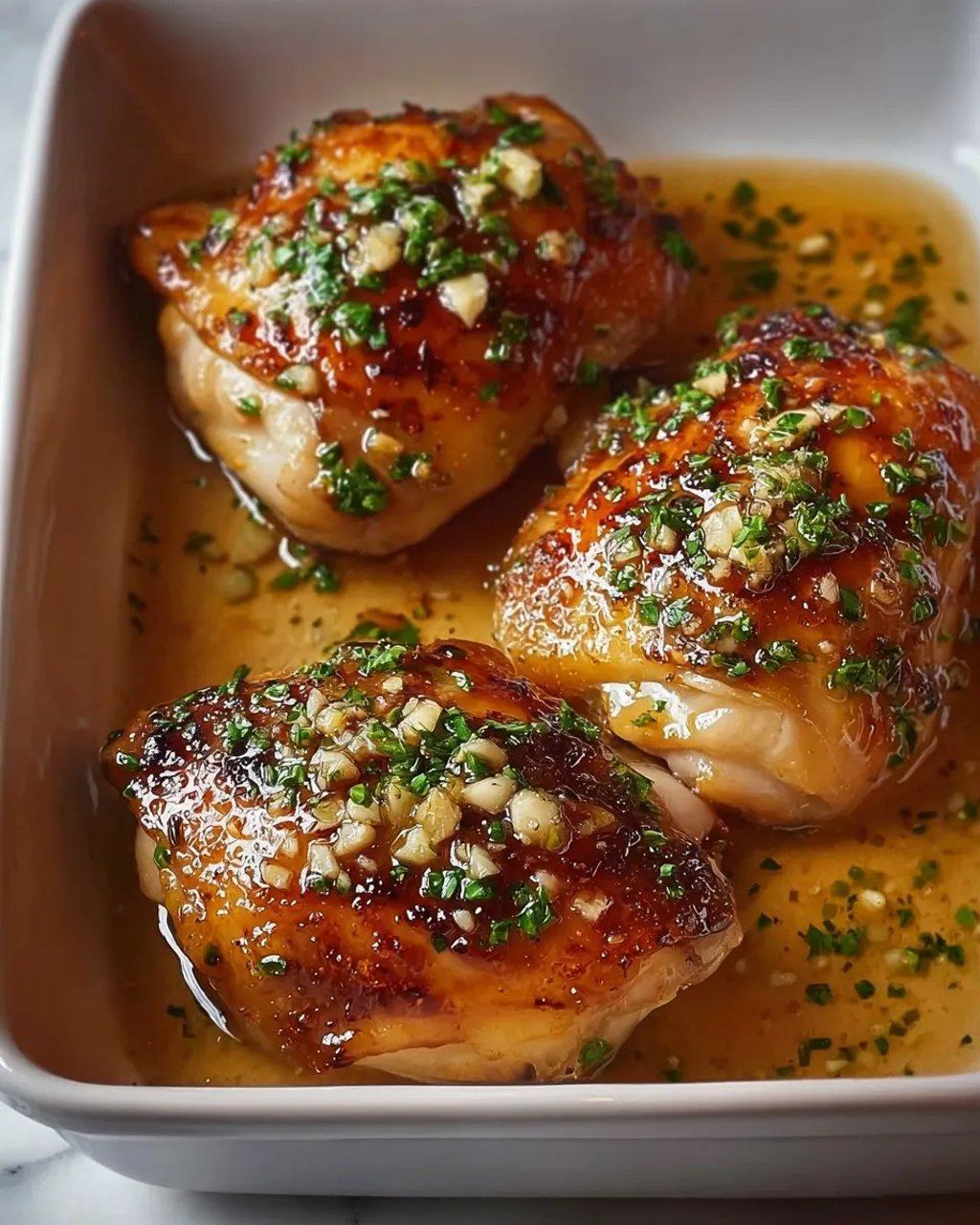 Pieczone udka w maśle czosnkowym.