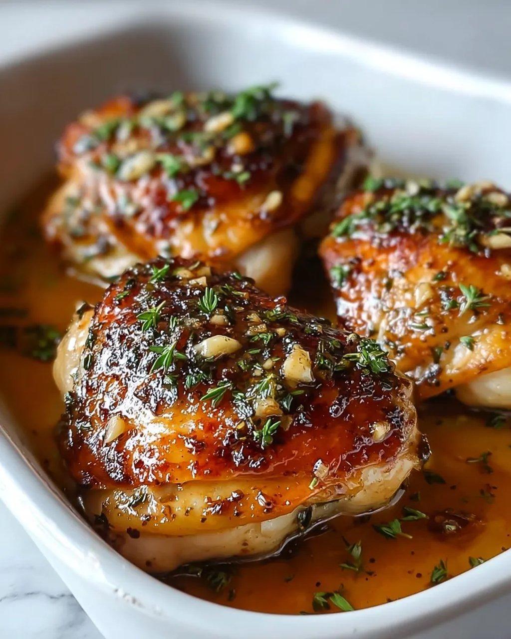 Pieczone udka w maśle czosnkowym.