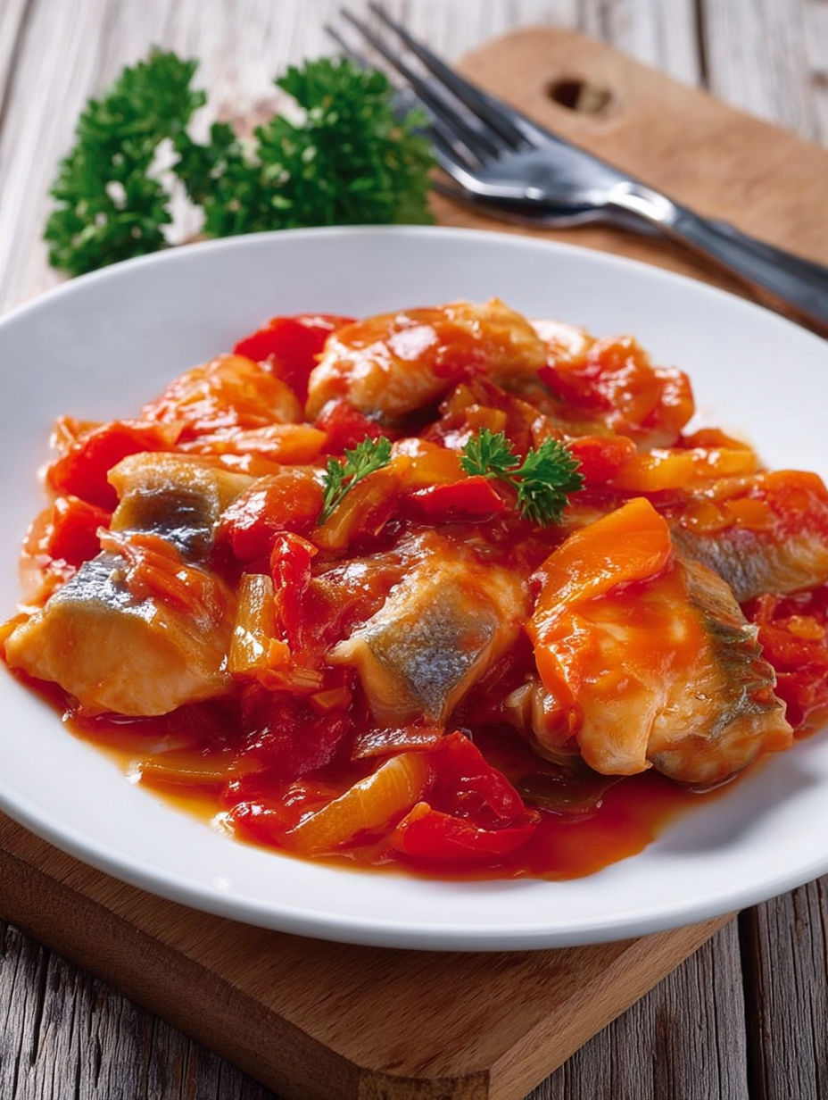 A plate of food with a fork and a knife.