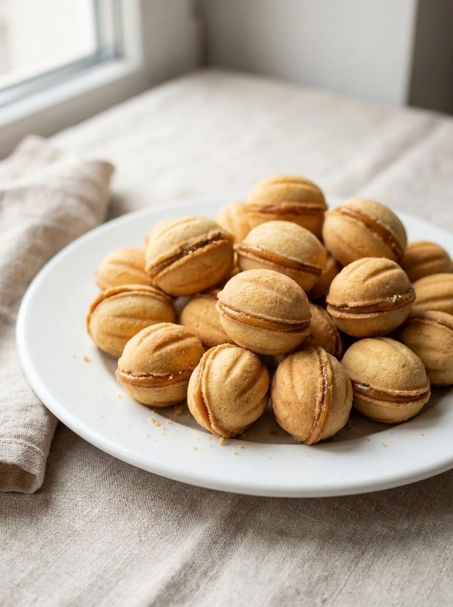 A plate of cookies with a white plate.