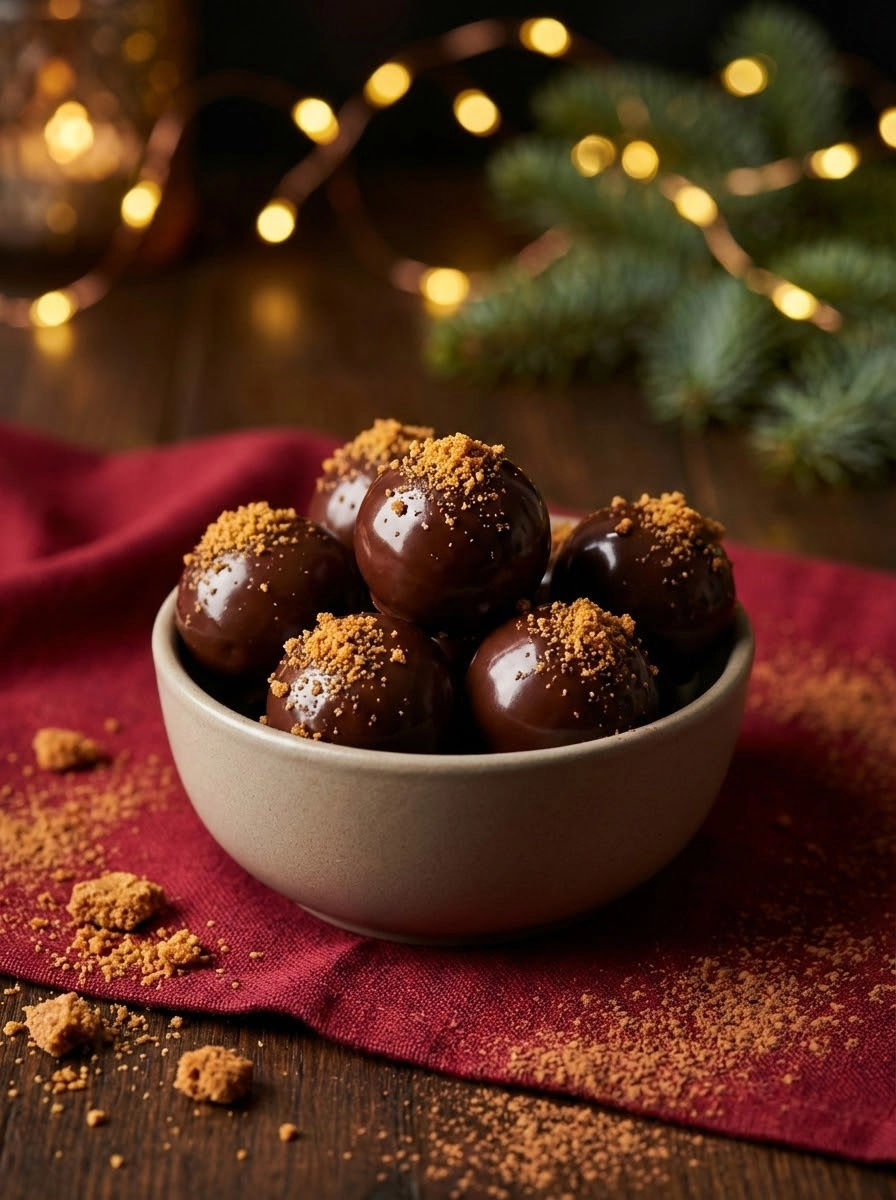 A bowl of chocolate covered marshmallows.