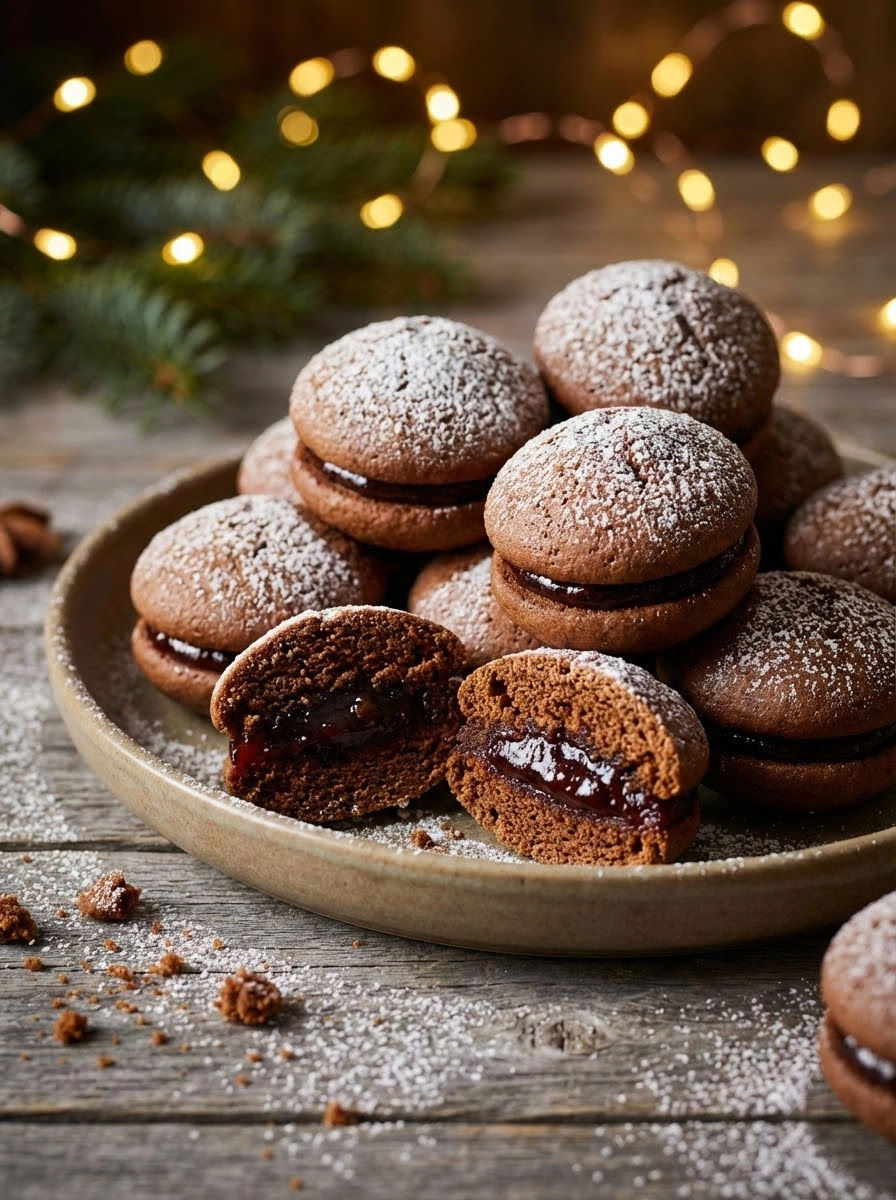 A plate of powidłami-covered pastries.