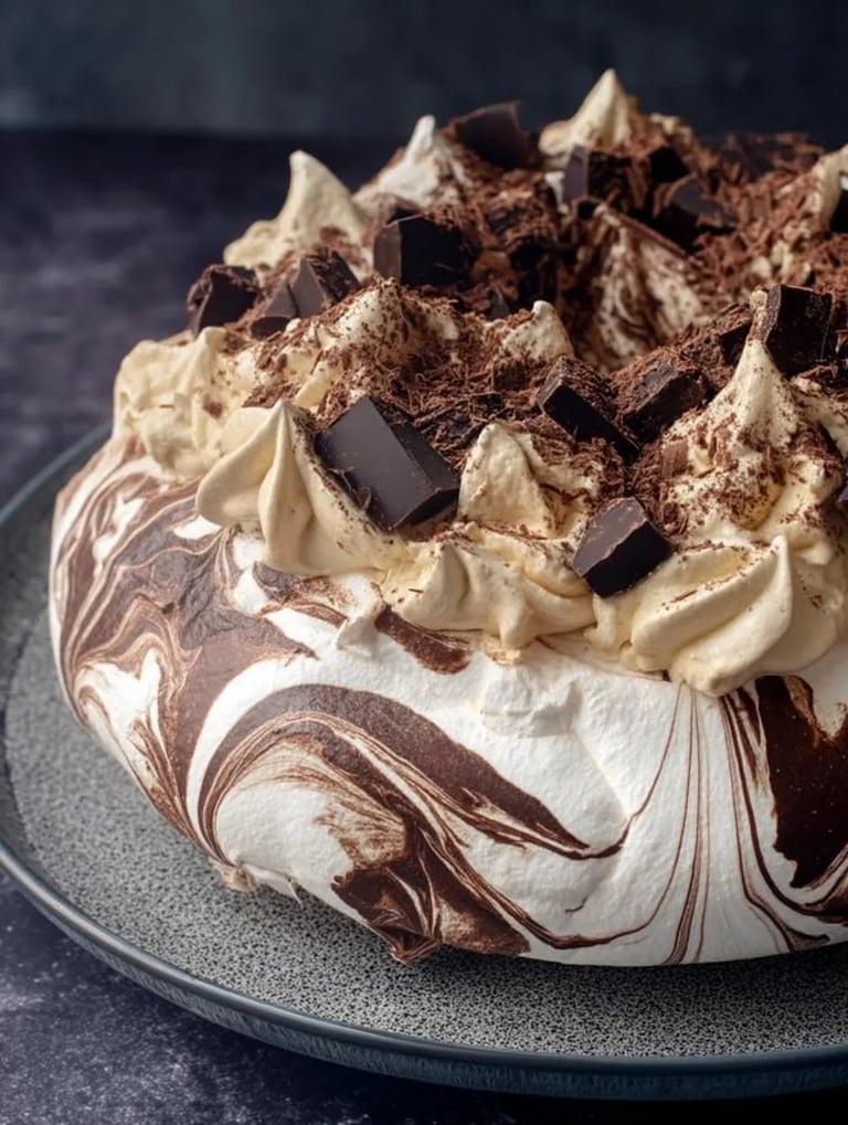 A chocolate and whipped cream dessert.