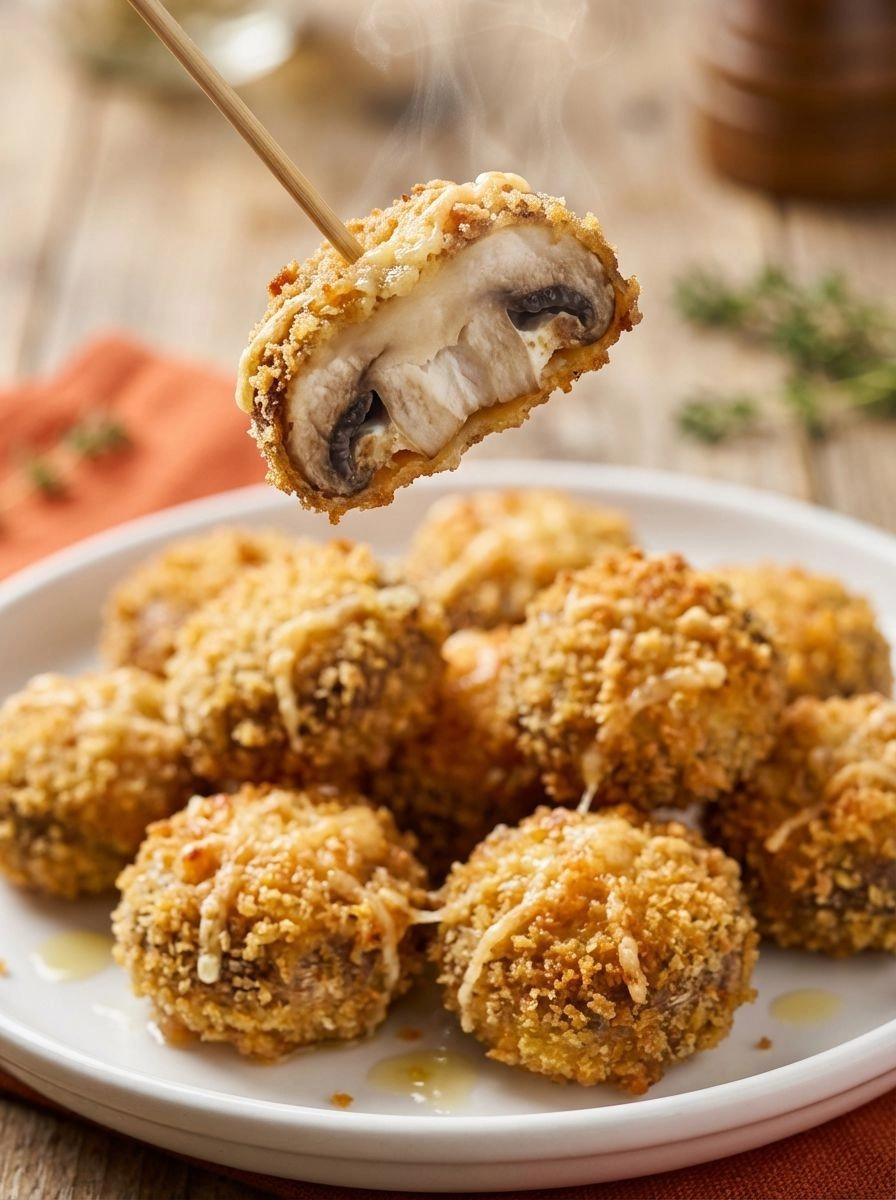 Pieczarki w serowym cieście.