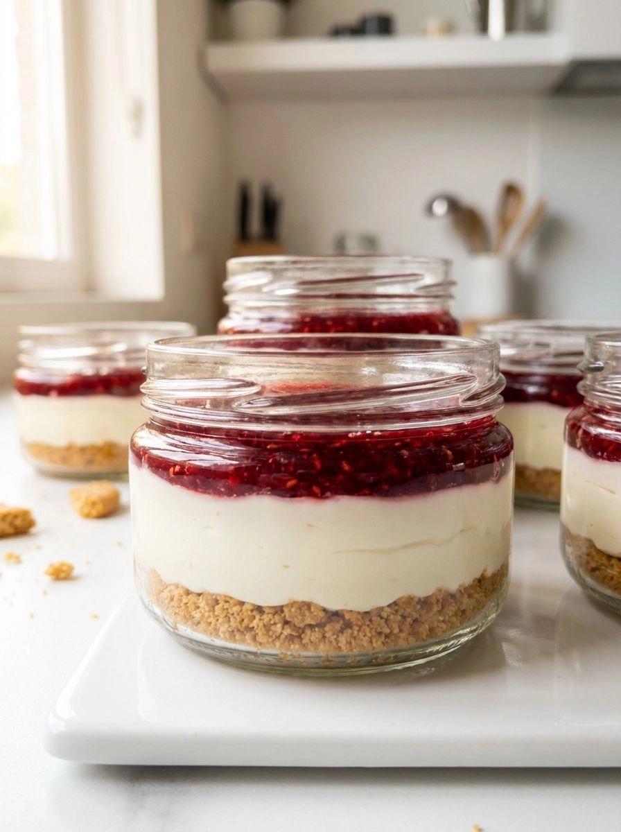 A close up of a jar of red jam.