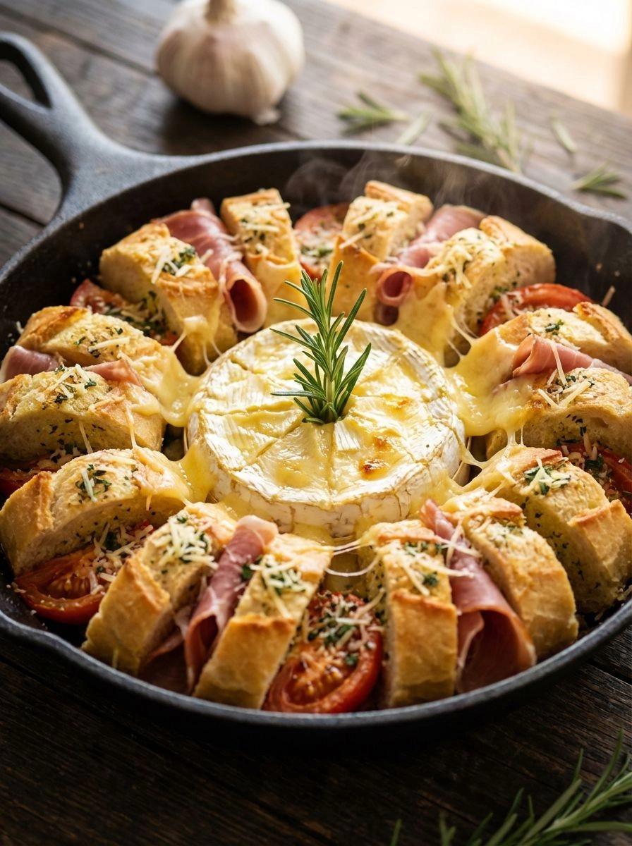 A delicious looking meal of bread with cheese and tomatoes.