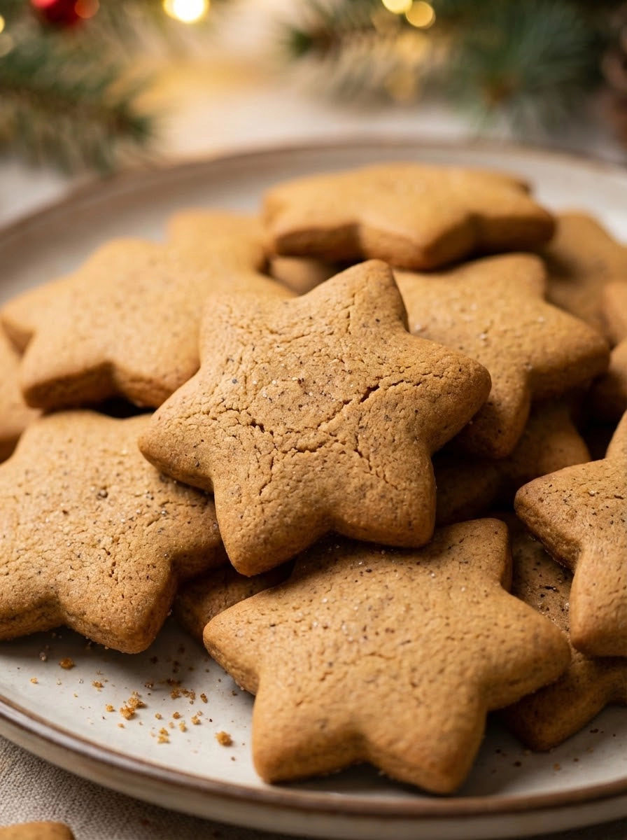 A plate of cookies with a star design.