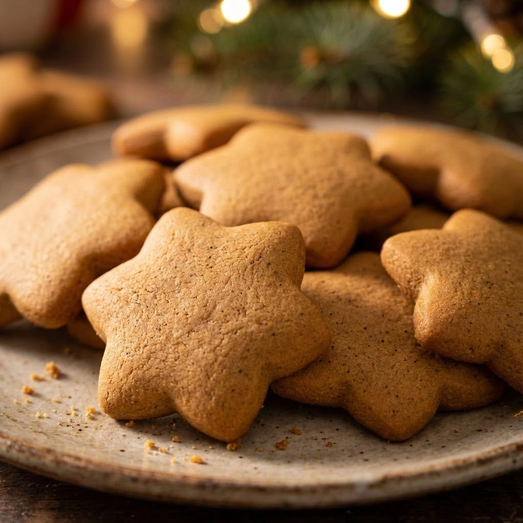 A plate of star-shaped cookies.