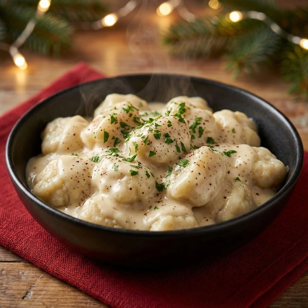 A bowl of food with a green herb on top.