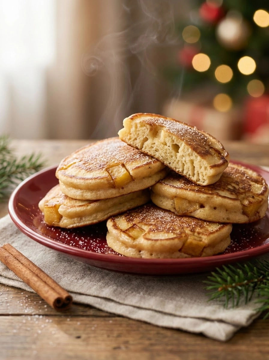 A plate of pancakes with fruit on top.
