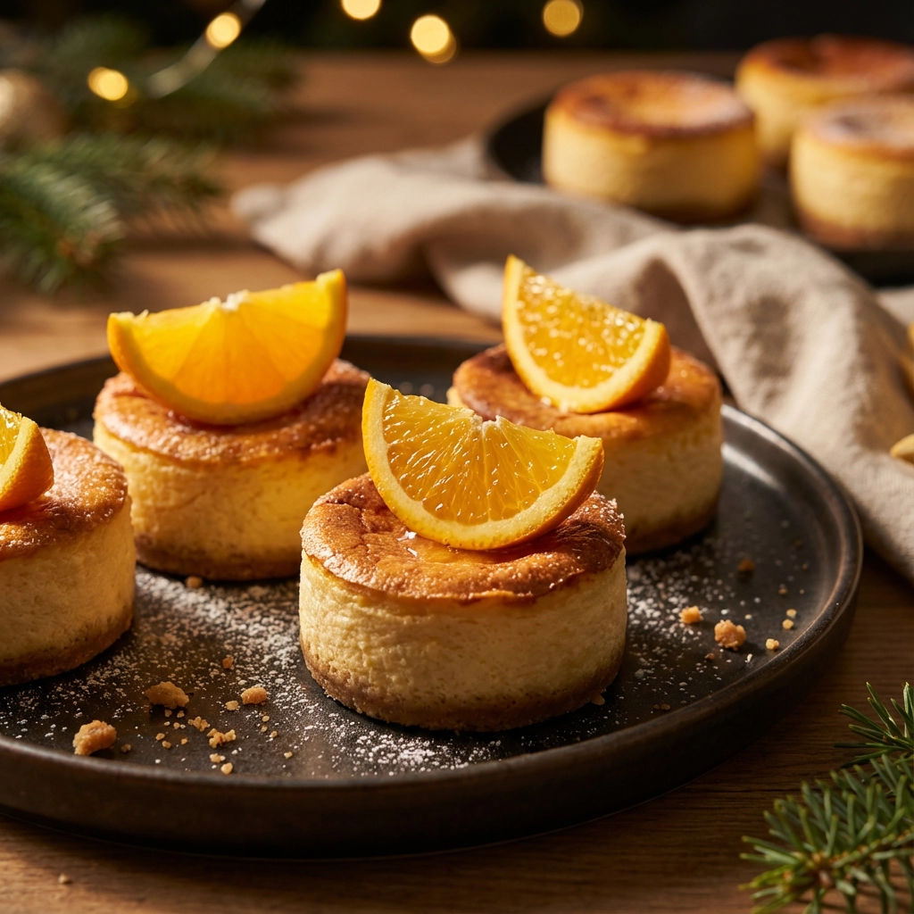 A plate of mini serniczki pomarańczowe.