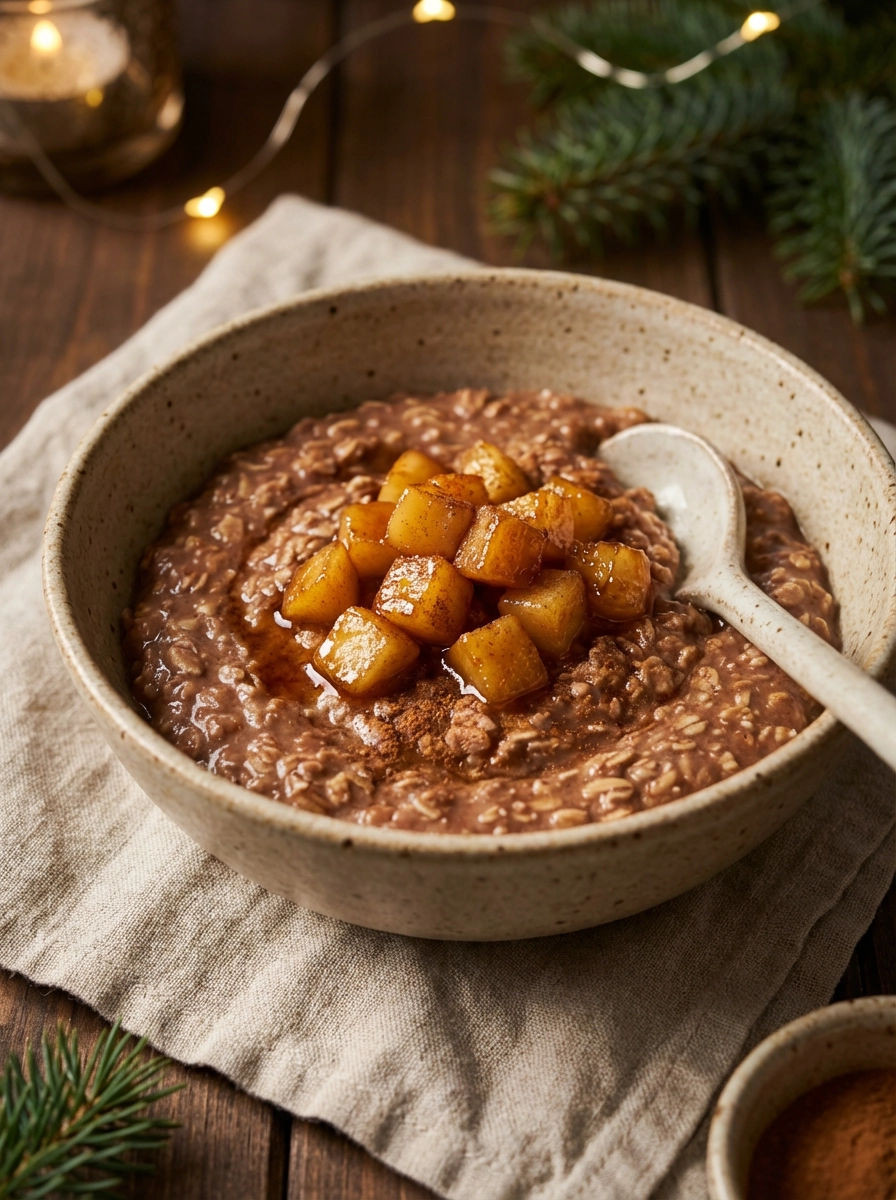 A bowl of oatmeal with fruit on top.