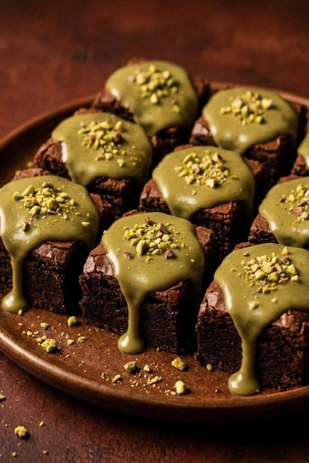 Template of Świąteczne brownie pistacjowa polewa