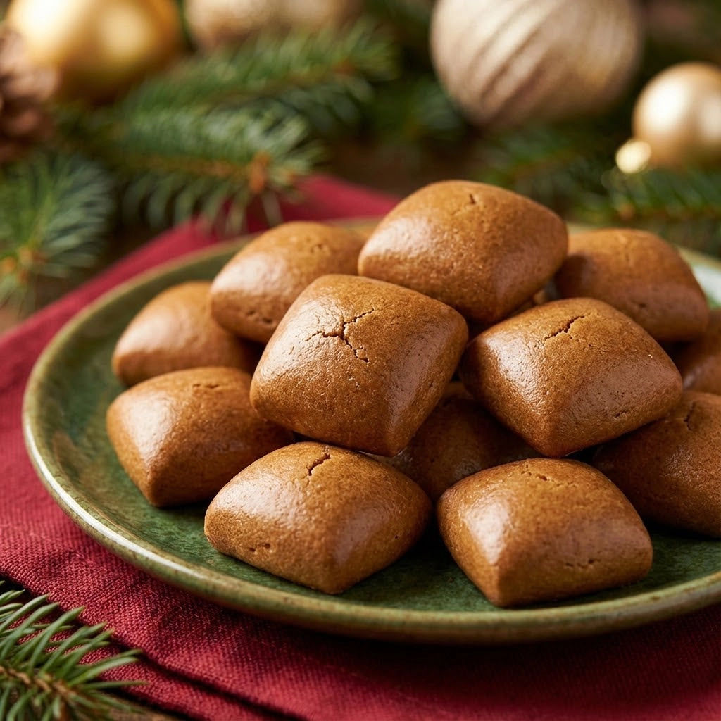 A plate of muffins with a pine tree in the background.