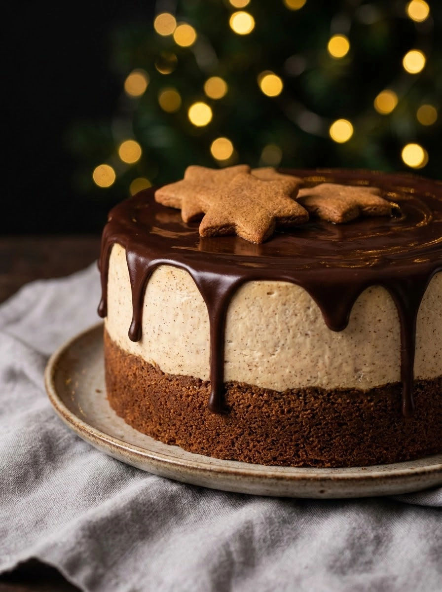 A chocolate cake with a star decoration on top.
