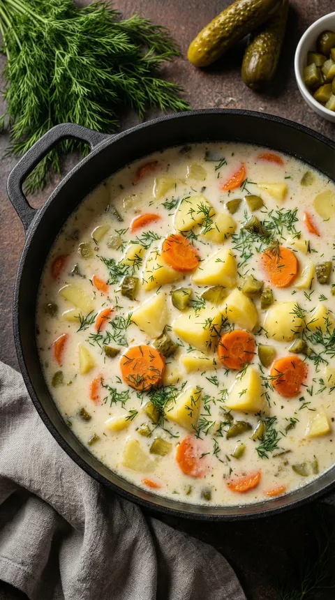 A bowl of soup with carrots and parsley.
