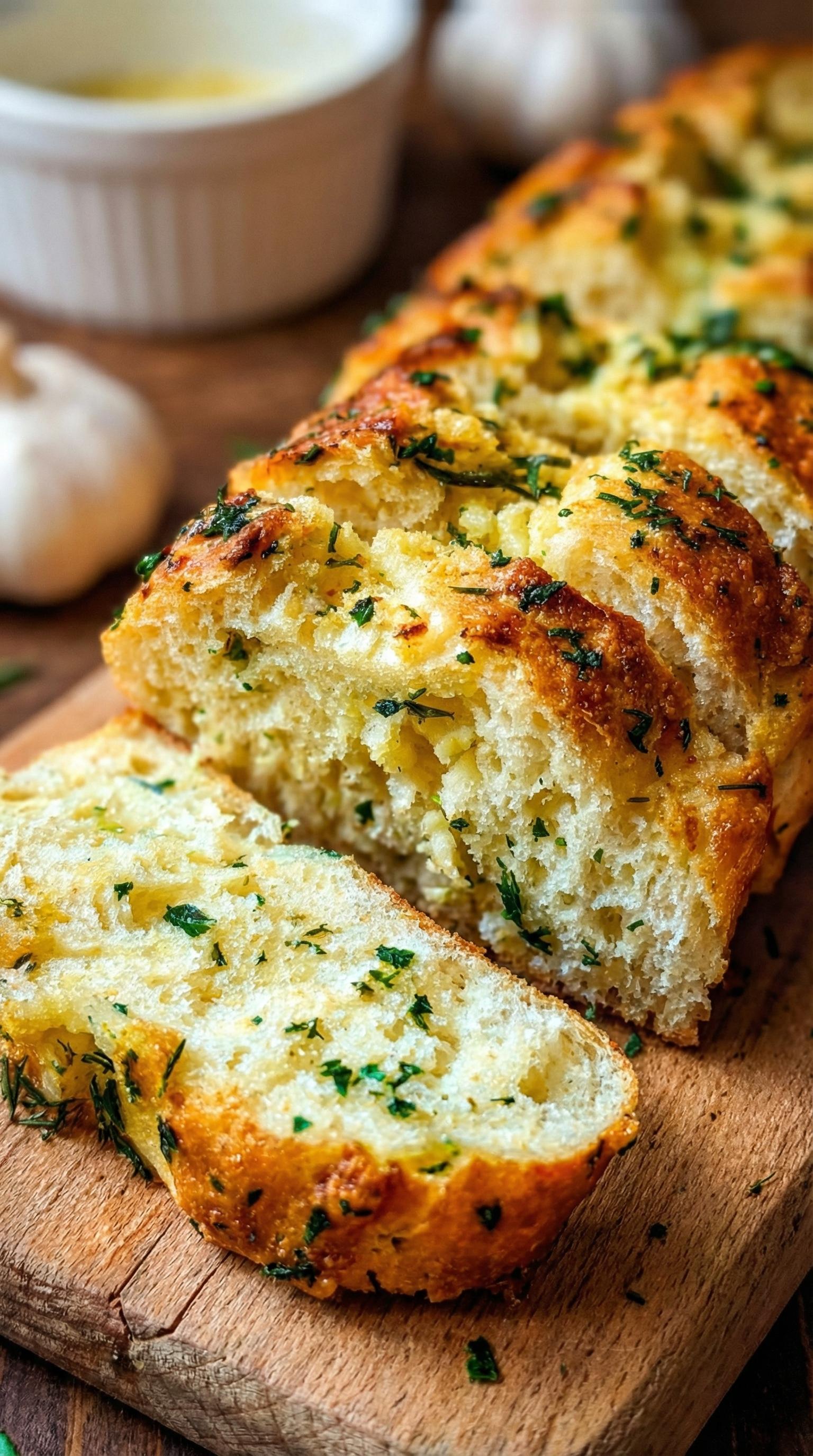 A slice of bread with herbs on it.
