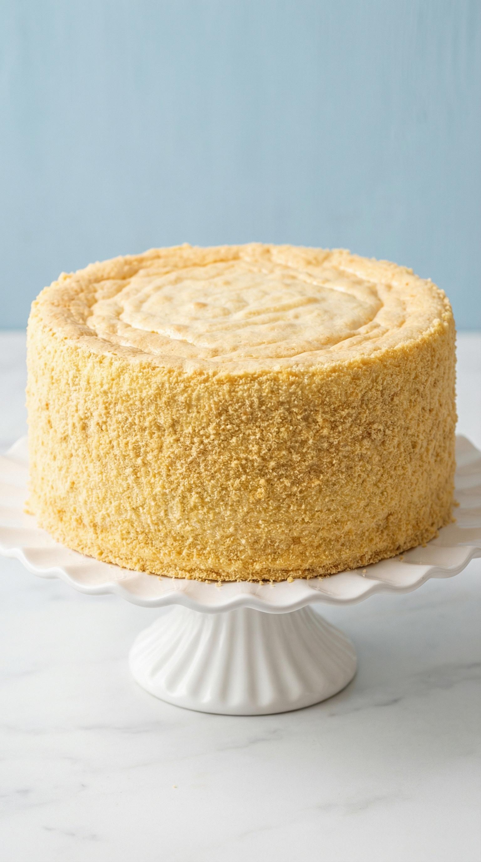 A yellow cake on a white plate.