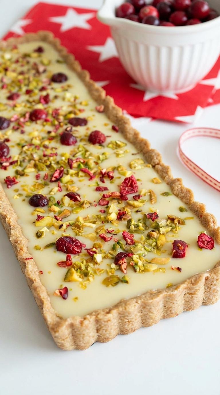 A slice of tarta with white filling.