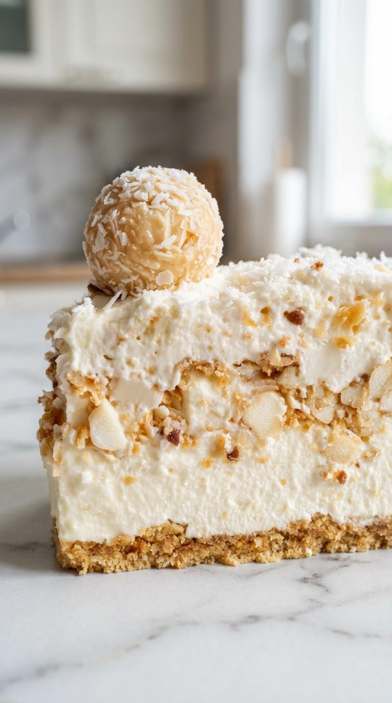 A slice of ciasto rafaello.