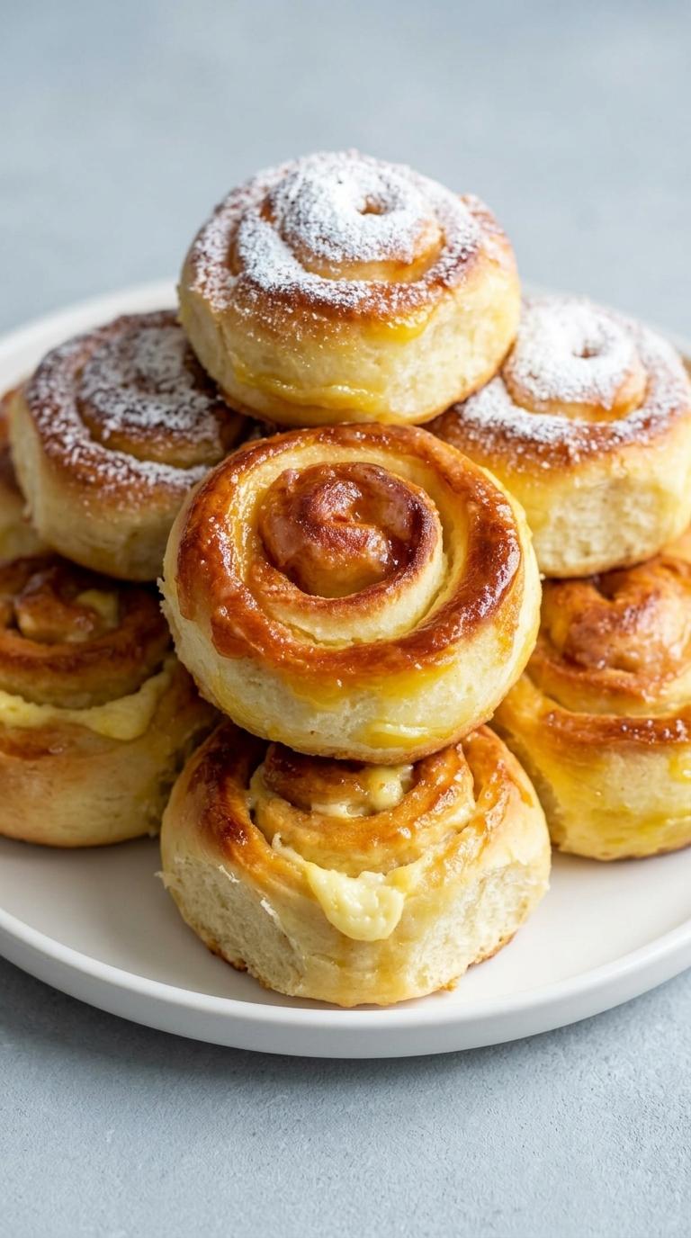 A plate of pastries with a dollop of cream on top.