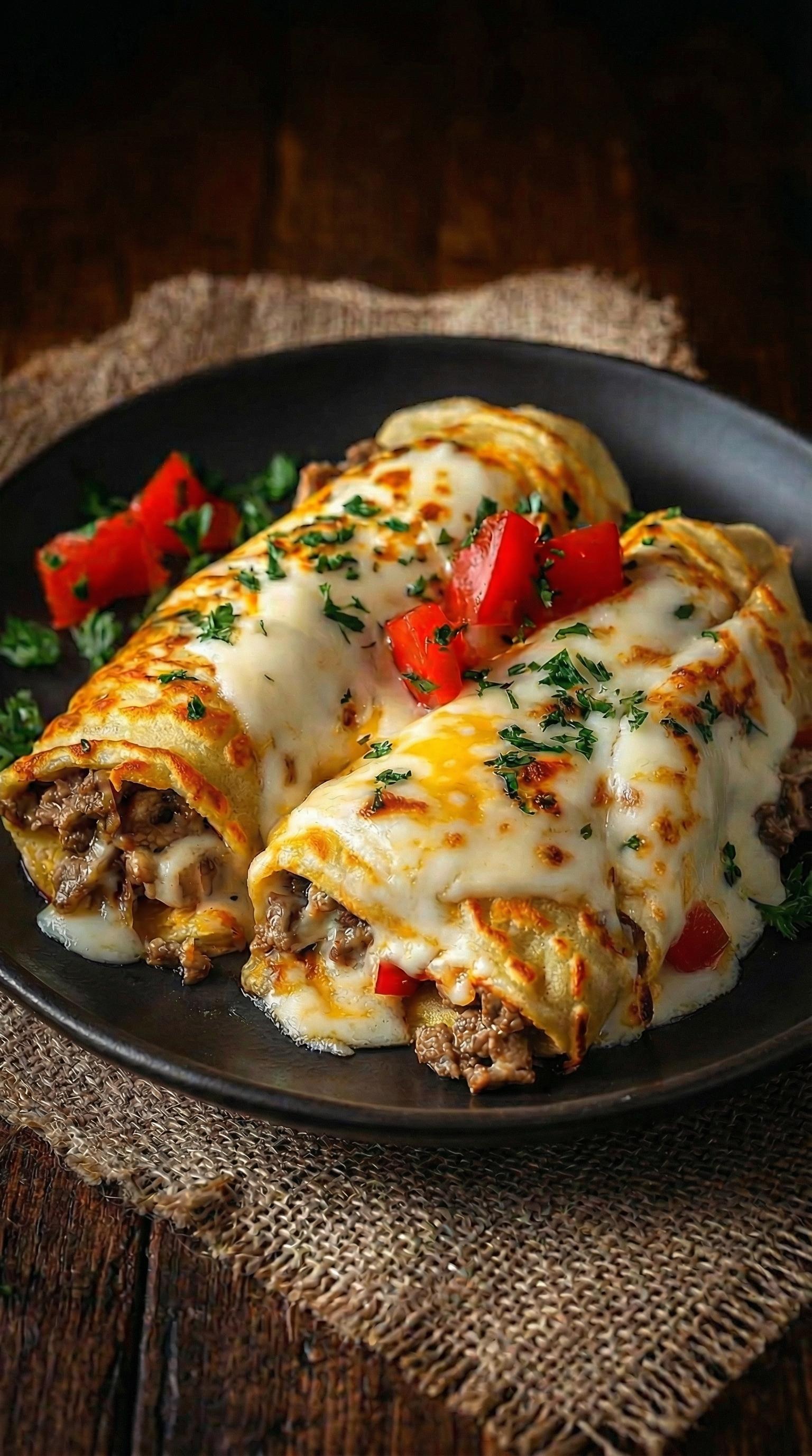 A plate of food with meat and cheese.