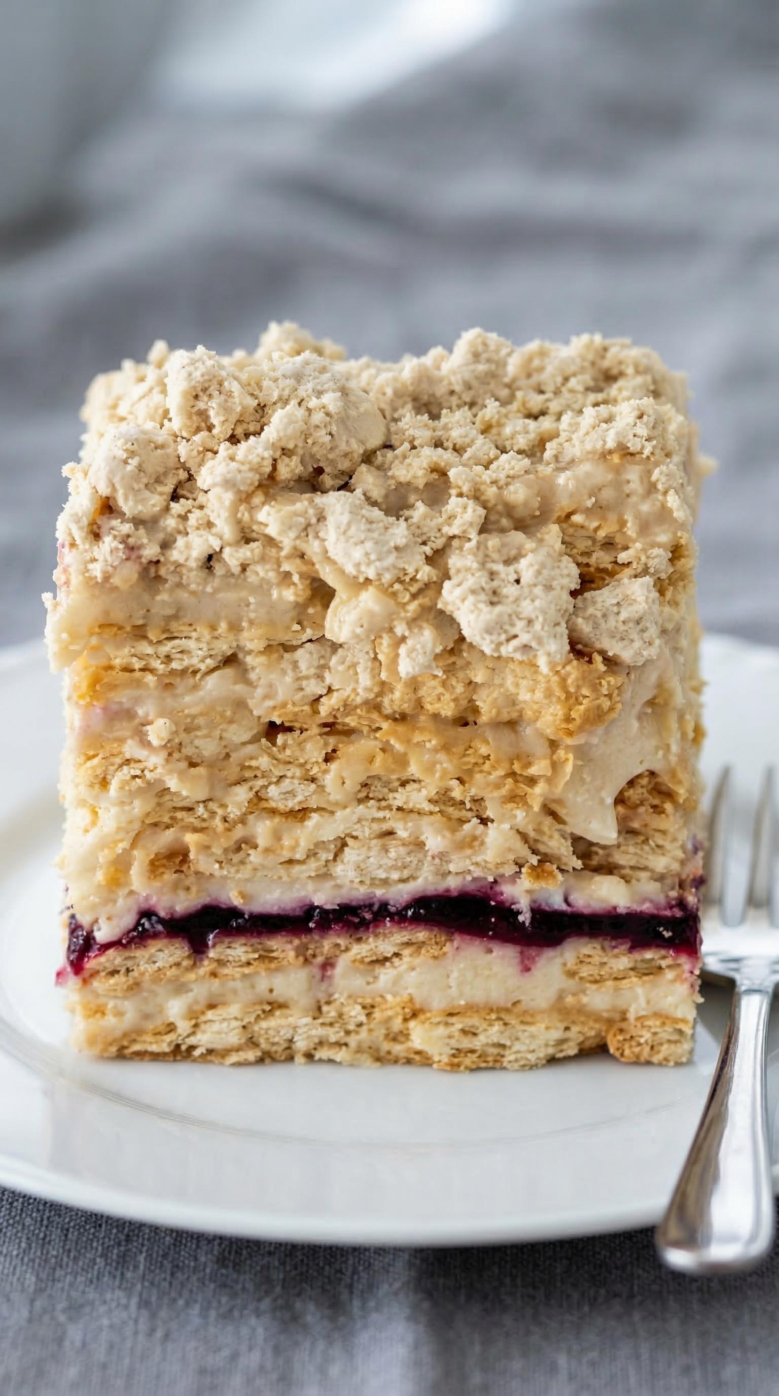 A slice of cake with a fork on a plate.