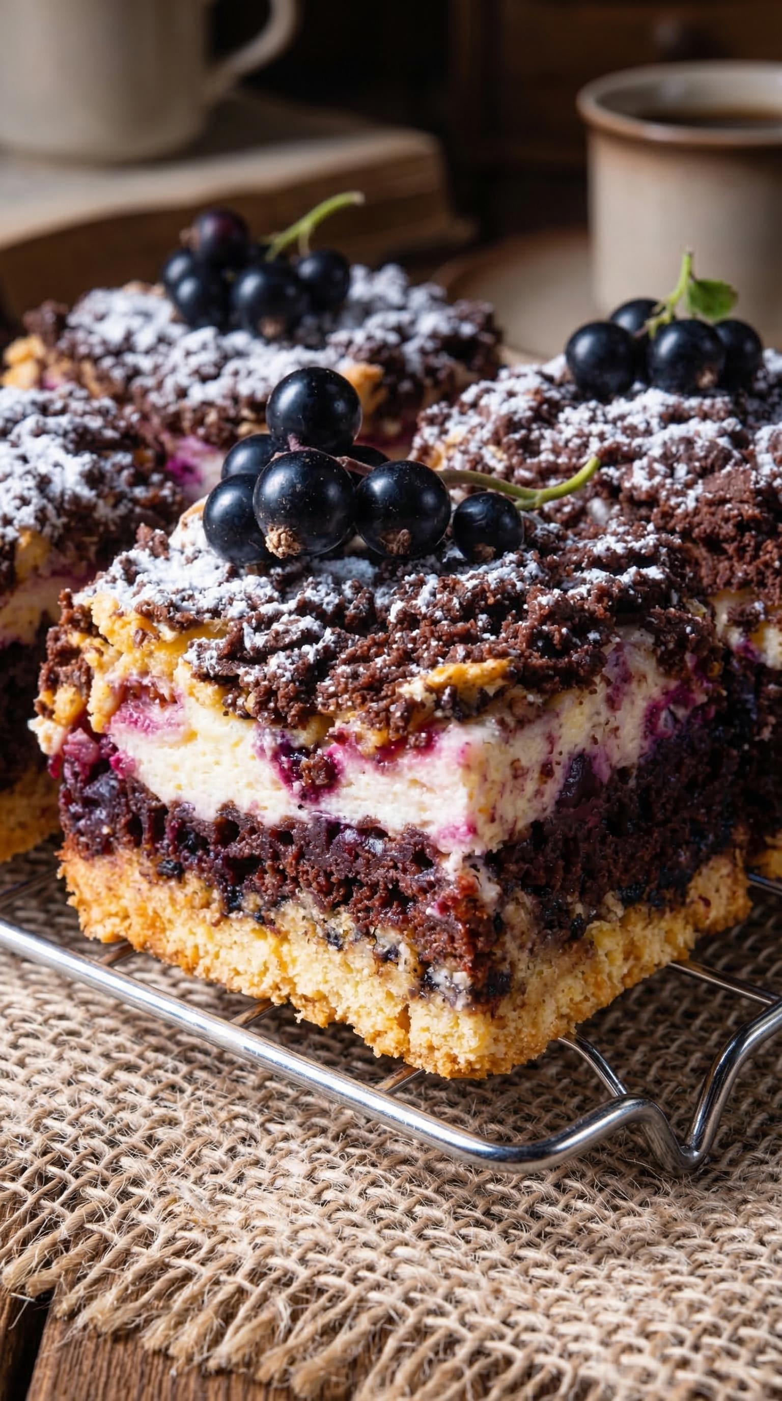 A slice of chocolate cake with blackberries on top.