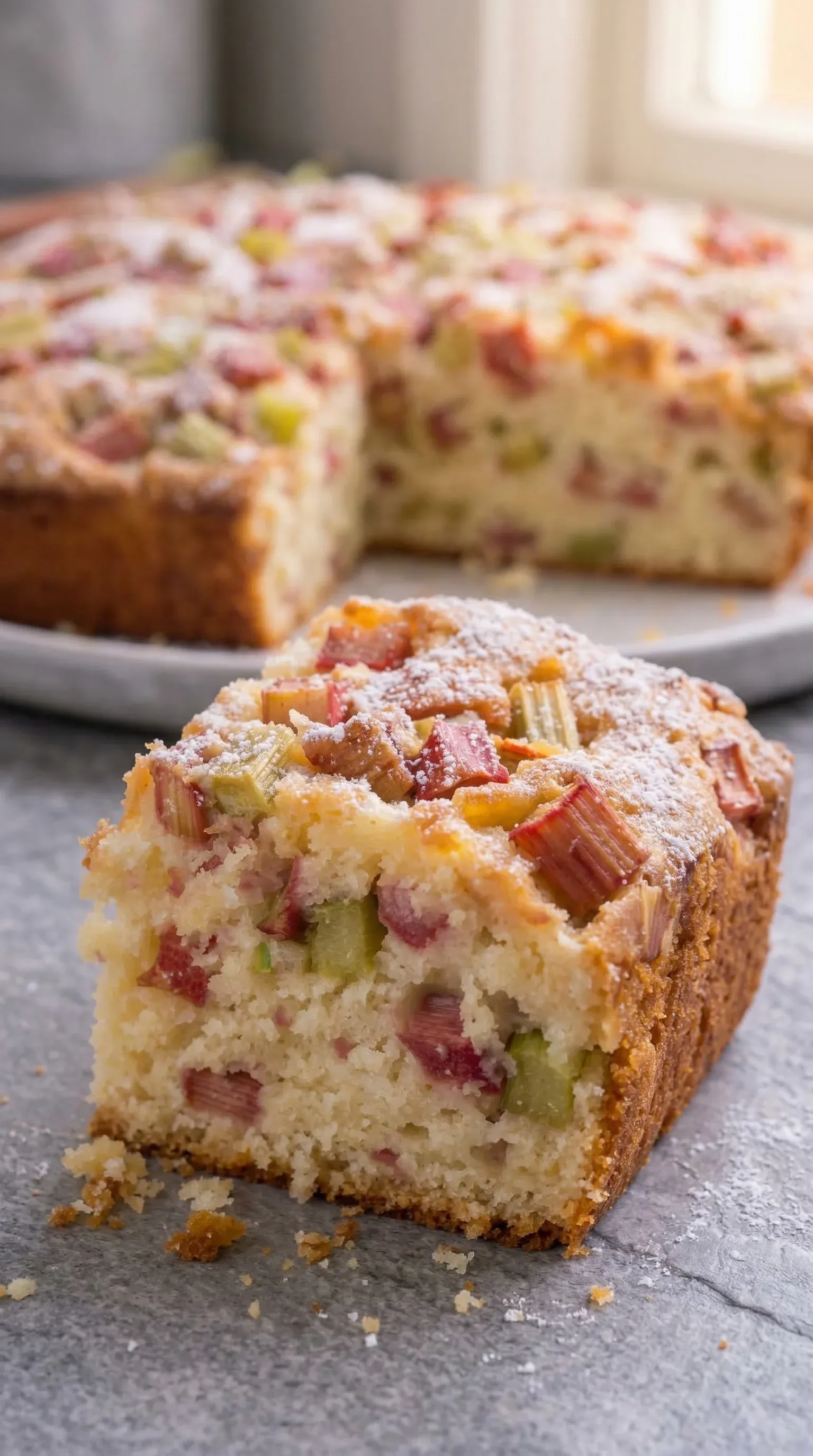 A slice of cake with fruit on top.