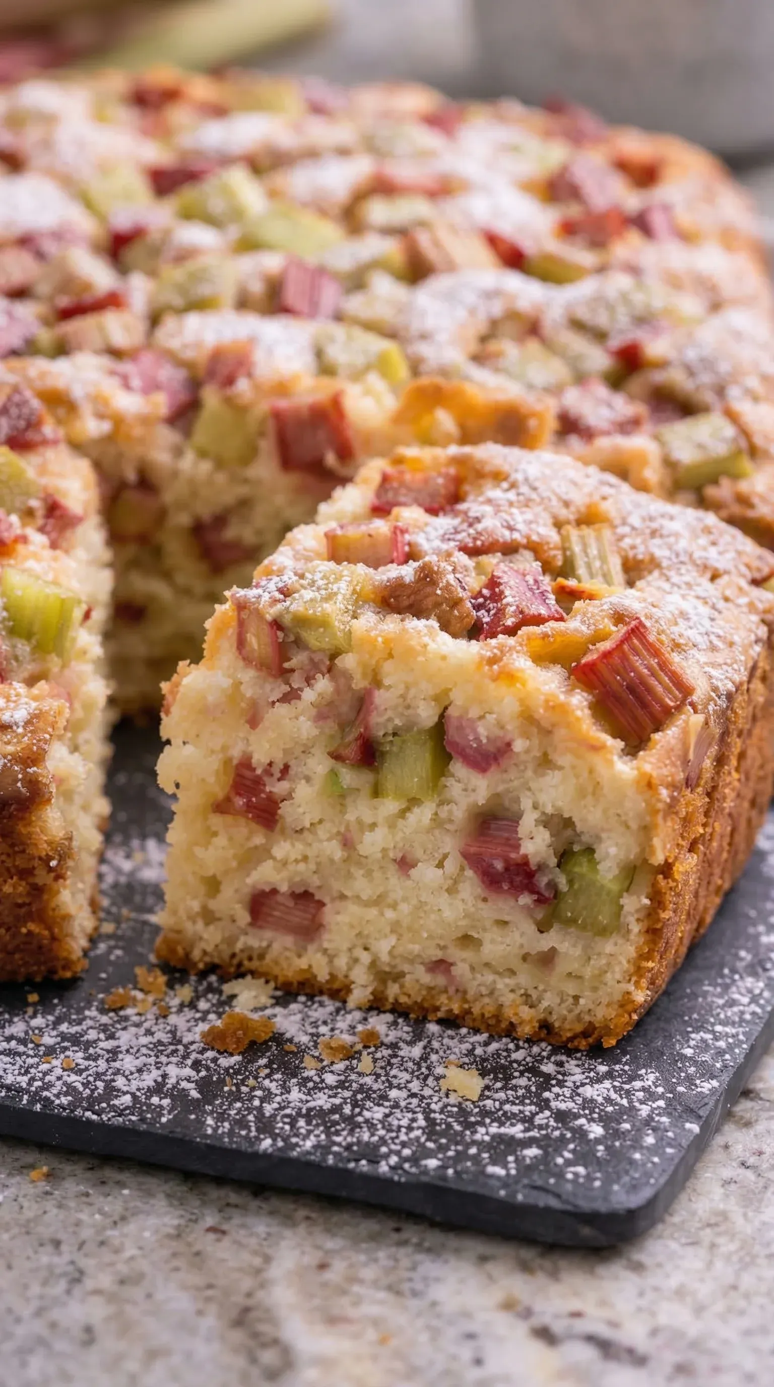 A slice of cake with raisins on top.