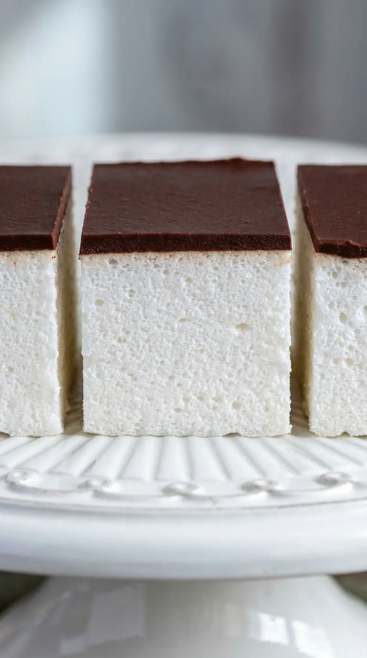 Three pieces of white cake.