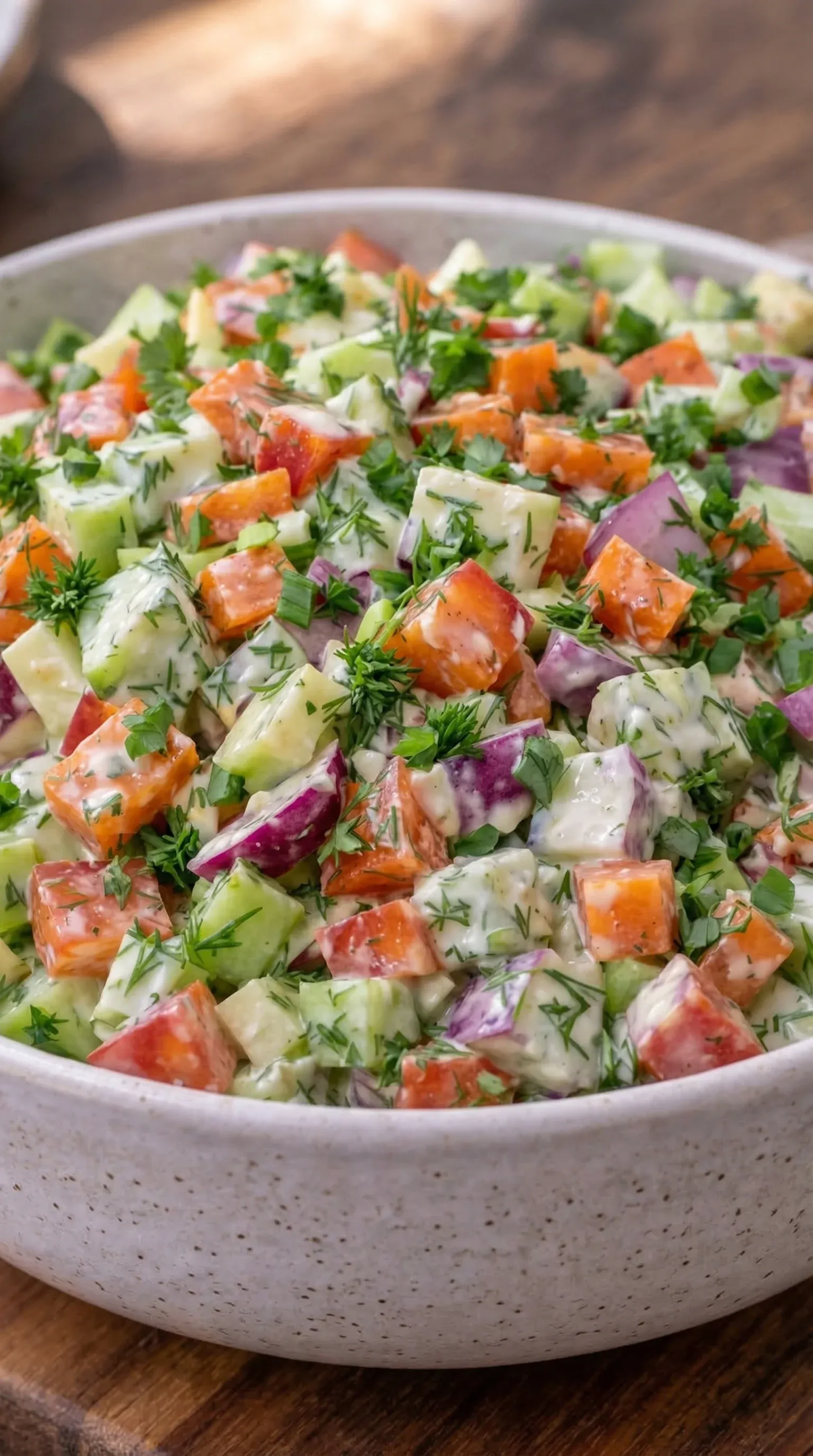 A bowl of vegetables with a green herb on top.