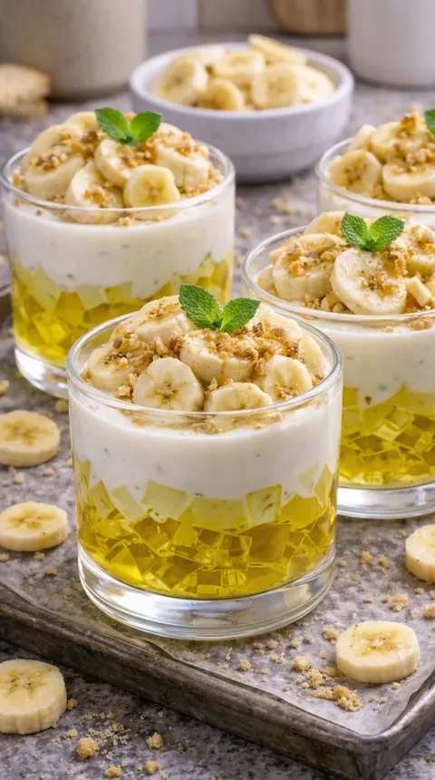 Banana cream with mint.
