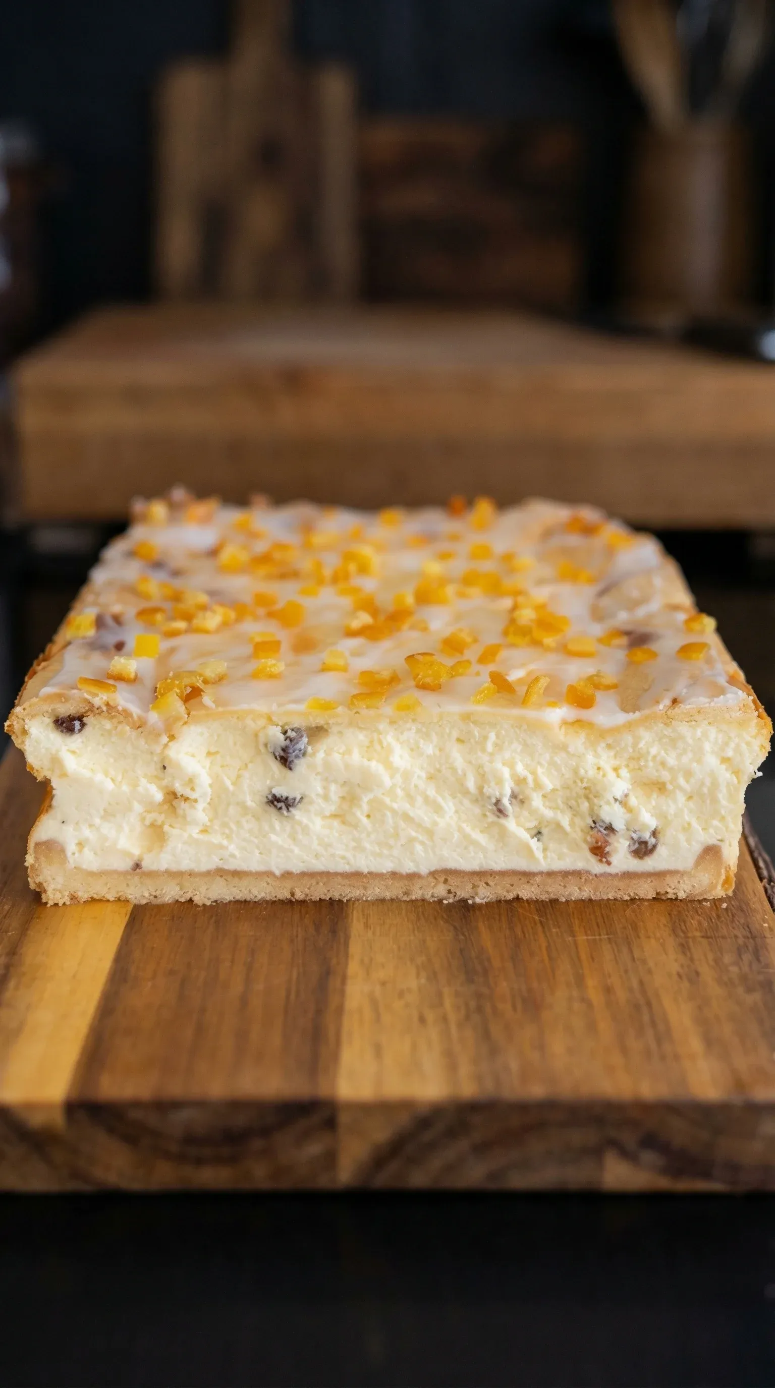 A slice of cake with a crumb topping.