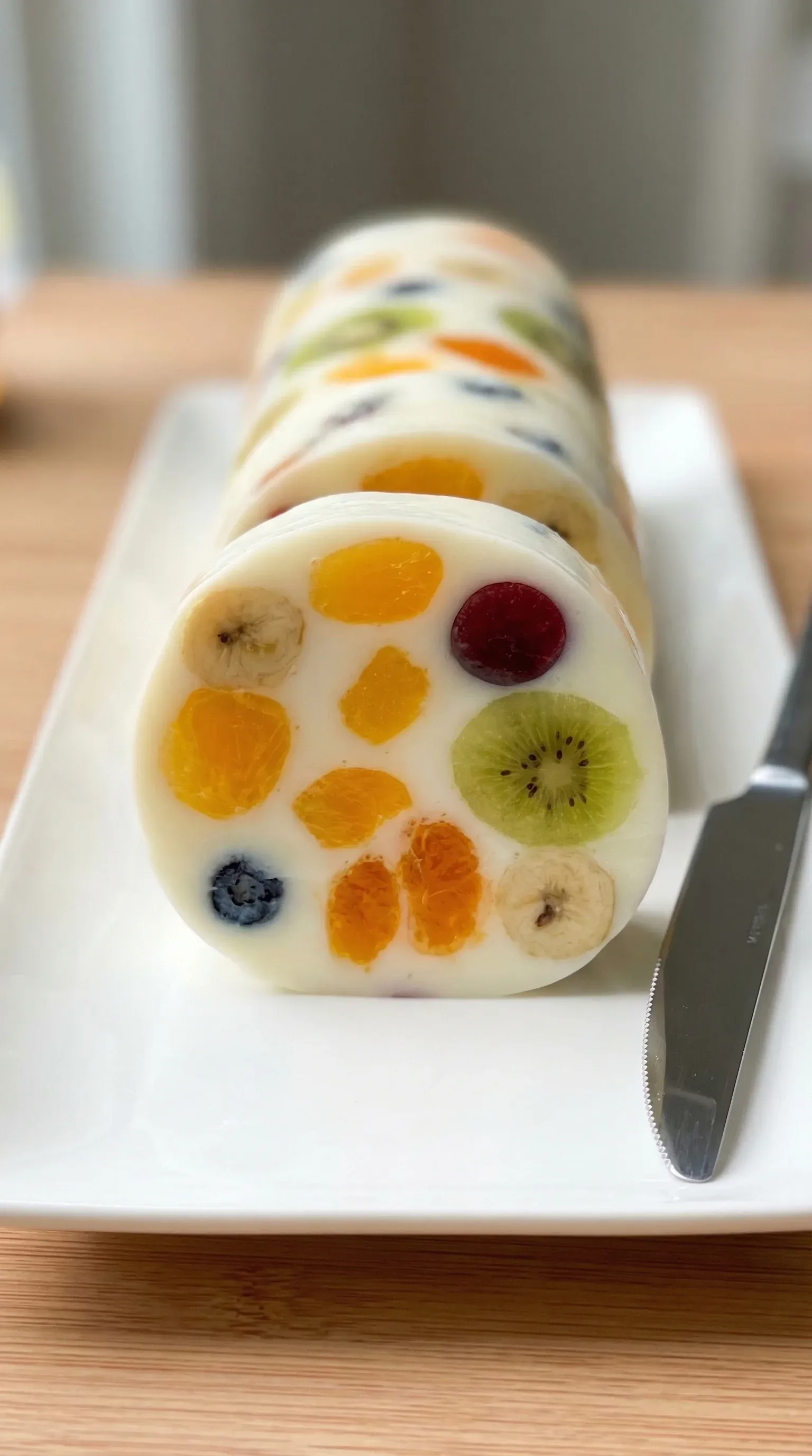 A roll of fruit and yogurt.