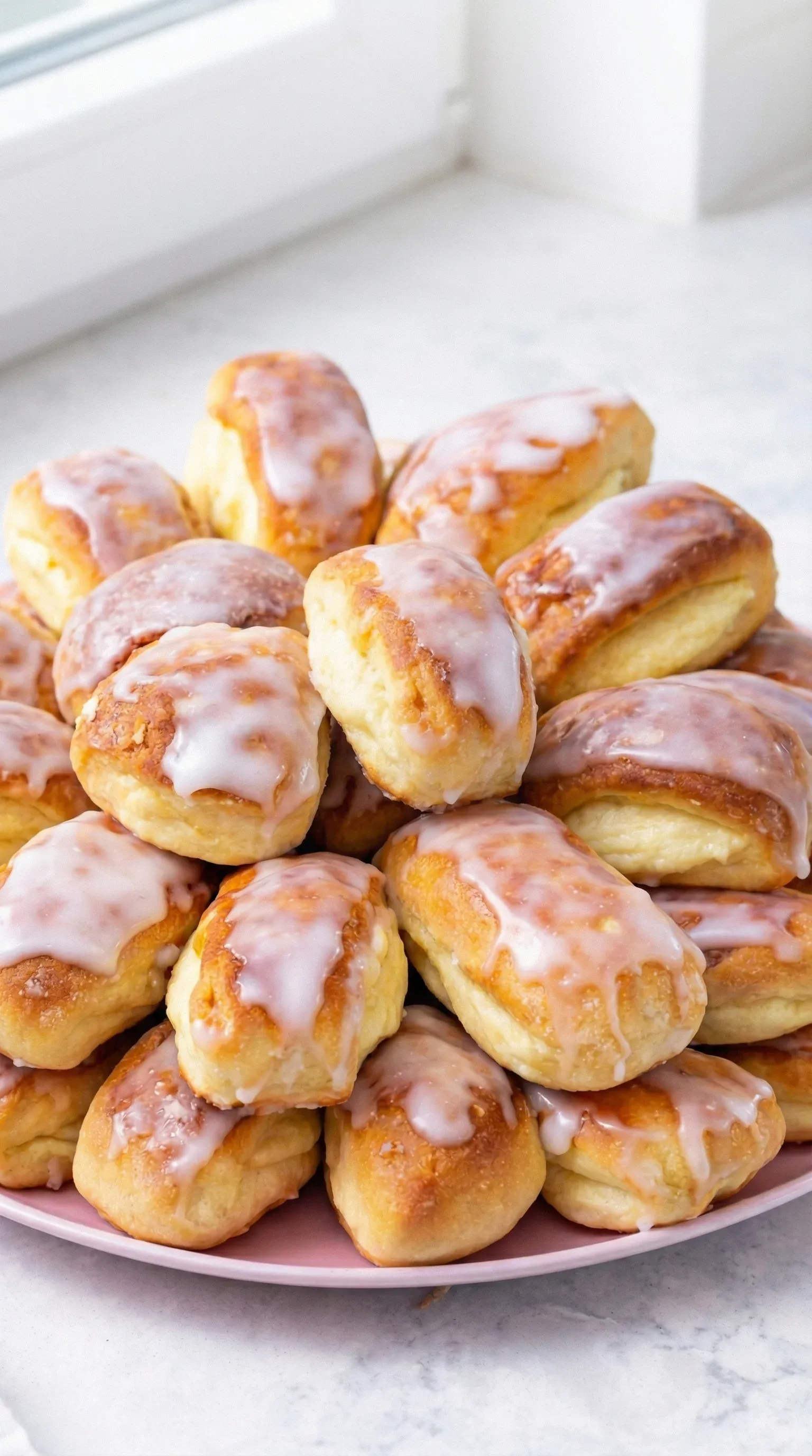 A stack of powdered sugar covered pastries.