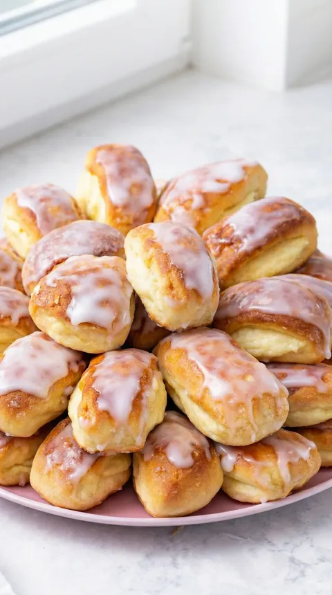 A stack of powdered sugar covered pastries.