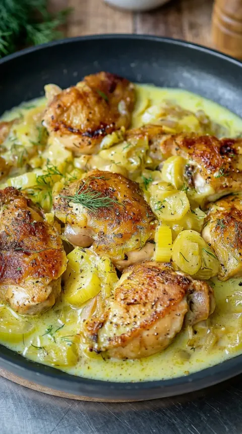 A close up of a piece of chicken in a creamy sauce.