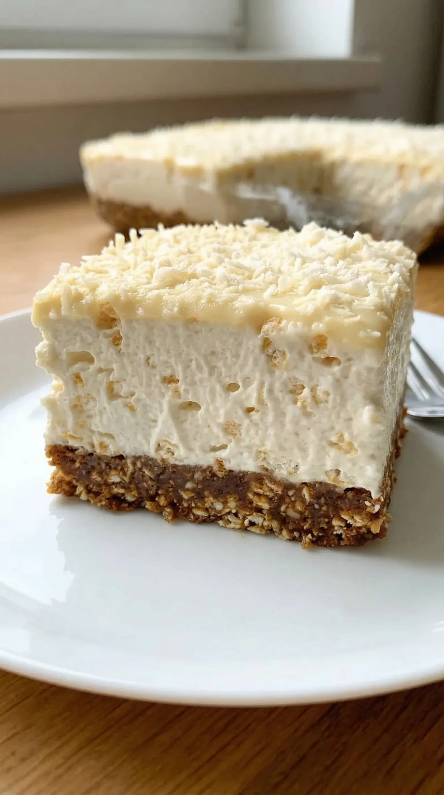 A slice of cake with white frosting.