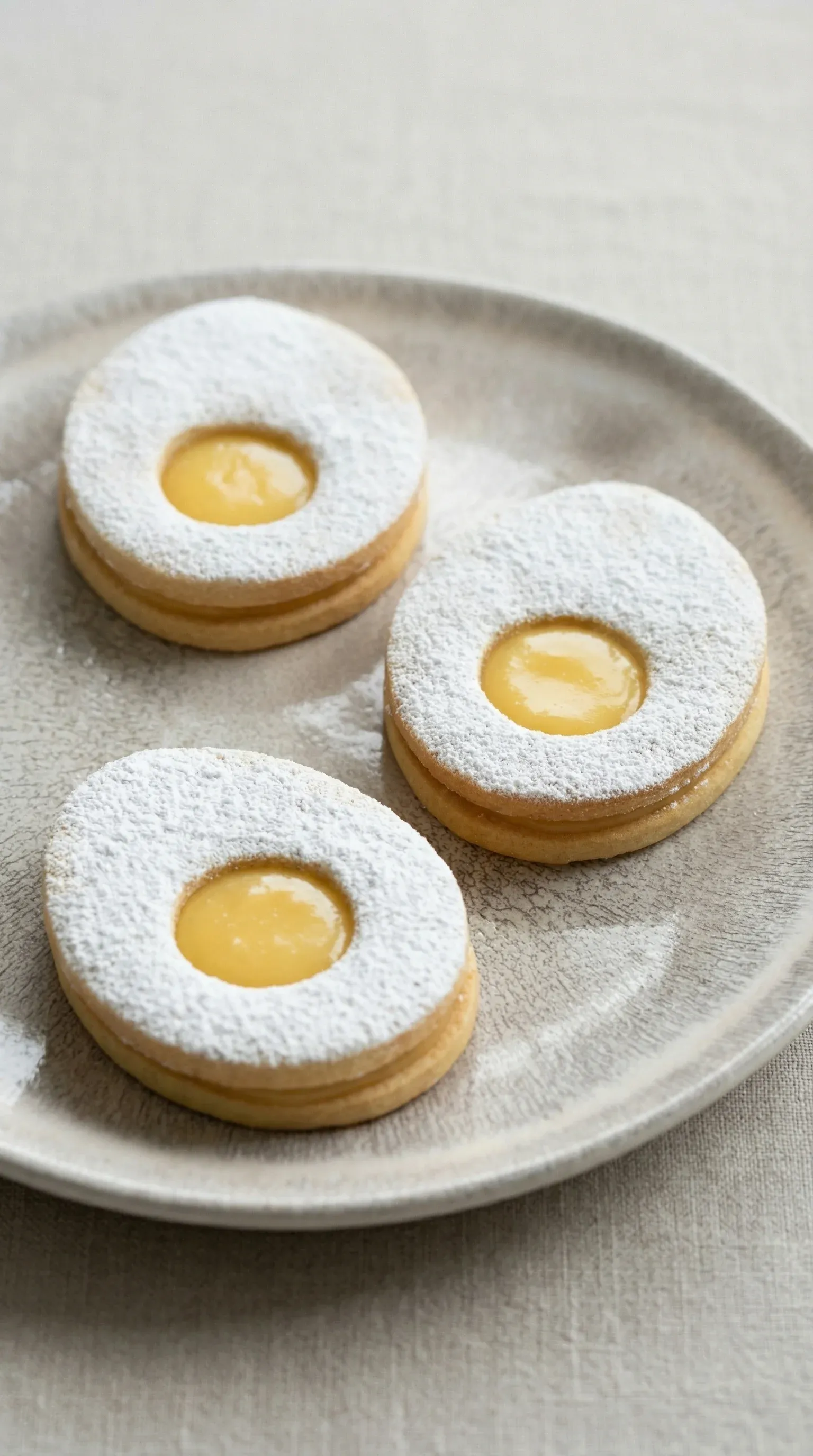 Two white cookies with yellow filling.