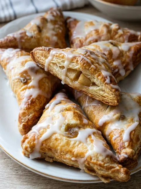 A plate of pastries with icing and fruit.